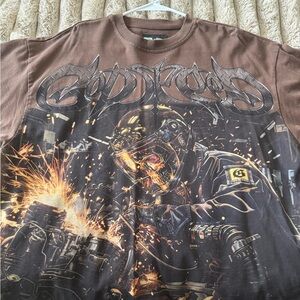 Brown  Men’s GODSPEED Shirt with Welding Illustration